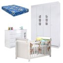 Ver imagem 1 de Quarto de Bebê Lívia com Berço Americano Lara Branco Brilho e Colchão – Phoenix