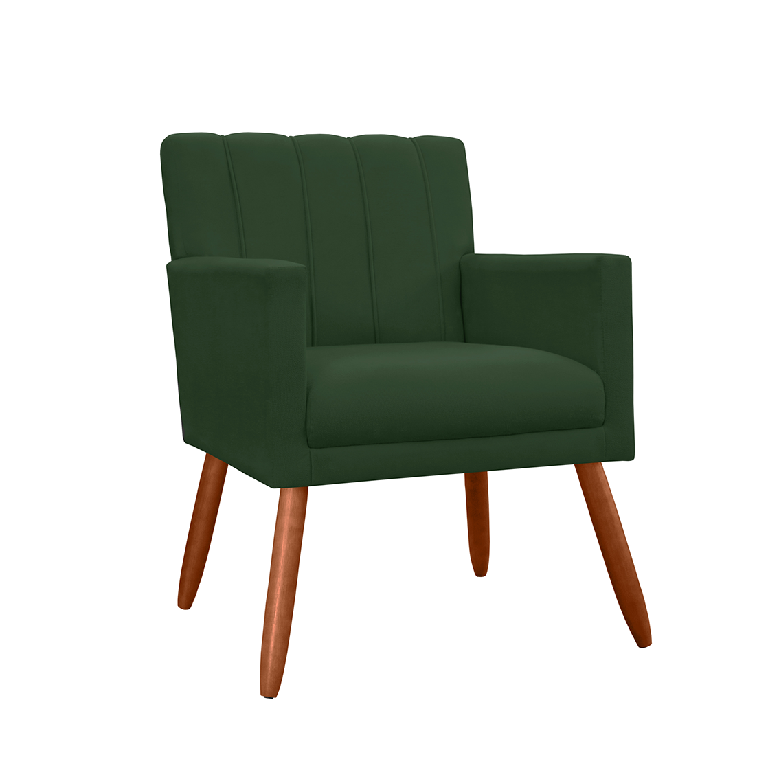 Poltrona Cadeira Estofada Para Sala de Visitas Cecília Suede Verde - LM DECOR