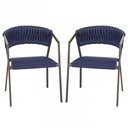 Ver imagem 1 de 2 Cadeiras Atenas em Alumínio e Tricô Náutico Cozinha Trama Azul