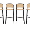 Ver imagem 1 de Kit com 4 Banquetas Amis Alta em Polipropileno com Encosto Preto/Bege