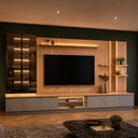 Ver imagem 3 de Rack para Sala com Painel para TV 75 pol Cristaleira LED 380cm Noble L05 Canela Gris Fosco - Lyam