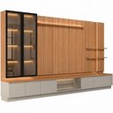 Ver imagem 2 de Rack para Sala com Painel para TV 75 pol Cristaleira LED 380cm Noble L05 Canela Gris Fosco - Lyam