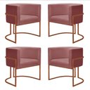 Ver imagem 1 de Kit 4 Poltronas Reforçadas Decorativa Sala Nayara Base Ferro Bronze Suede Rose