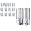 Ver imagem 1 de Dispenser Duplo Gel Sabonete Liquido Shampoo Kit 12 Unidades Banheiro Parede Restaurante Hotel Shopp
