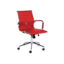 Ver imagem 1 de Cadeira Esteirinha Diretor Vermelha em Couro Sintético Base Giratória Cromada Modelo Charles Eames M