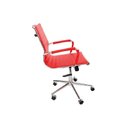 Ver imagem 4 de Cadeira Esteirinha Diretor Vermelha em Couro Sintético Base Giratória Cromada Modelo Charles Eames M