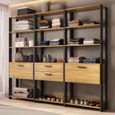 Ver imagem 2 de Guarda-roupa Closet Modulado Texas 2 Portas 2 Gavetas 219cm Multimóveis Mp4793 Preto/madeirado