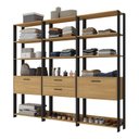 Ver imagem 1 de Guarda-roupa Closet Modulado Texas 2 Portas 2 Gavetas 219cm Multimóveis Mp4793 Preto/madeirado