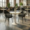 Ver imagem 2 de Conjunto Mesa de Jantar Redonda Majestic 70cm Branca com 2 Cadeiras Estofadas Marcela - Preto