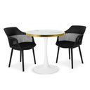 Ver imagem 1 de Conjunto Mesa de Jantar Redonda Majestic 70cm Branca com 2 Cadeiras Estofadas Marcela - Preto