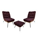 Ver imagem 1 de Kit 02 Poltronas e 01 Puff Costela Suede Bordô
