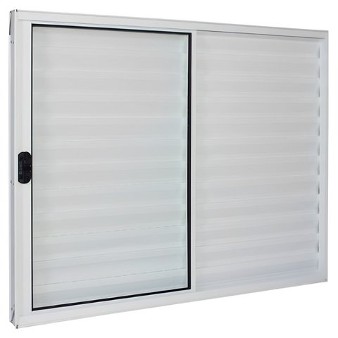 Janela de Alumínio Branco Veneziana de Correr 3 Folhas sem Grade Cmc Modular - 1.20 (l) X 1.20 (a)