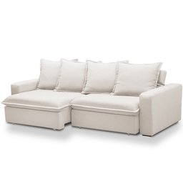 Sofá Retrátil Reclinável para Sala de Estar Living 235cm Vêneto F04 Bouclê Cru - Lyam Decor - 1