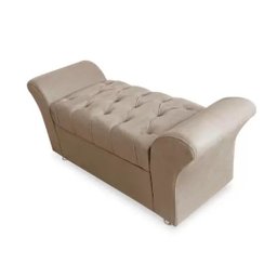 Kit Cabeceira Geovana e Calçadeira Veneza Solteiro 90cm Suede Renascer Decor:Bege - 2