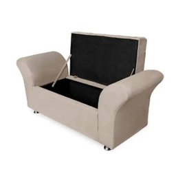Kit Cabeceira Geovana e Calçadeira Veneza Solteiro 90cm Suede Renascer Decor:Bege - 3