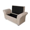 Kit Cabeceira Geovana e Calçadeira Veneza Solteiro 90cm Suede Renascer Decor:Bege - 3