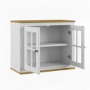 Ver imagem 3 de Armário Aéreo com Vidro 2 Portas Estilo Famhouse - Branco