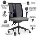 Ver imagem 3 de Kit 2 Cadeiras de Escritório Giratória Diretor Flow F02 Base Preta Linho Cinza Escuro - Lyam Decor