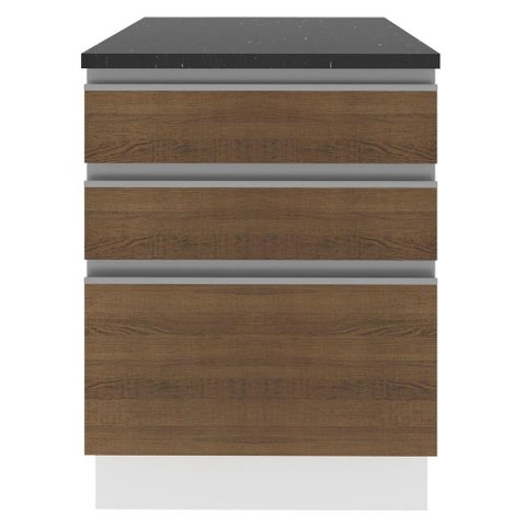 Balcão Madesa Acordes 100% Mdf 60 Cm 3 Gavetas Branco/rustic