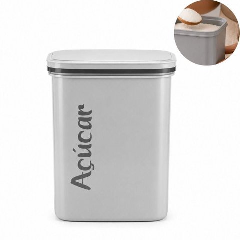 Pote Acucar Quadrado Porta Mantimentos Hermetico Grande 2 Litros Organizador Vasilha Cozinha
