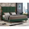 Cama Casal Japonesa 156cm Pés Madeira Haru Veludo Verde - Sallar Home - 2