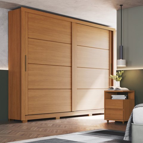 Conjunto Quarto Adulto Guarda-Roupa + 02 Mesa de Cabeceira Palace