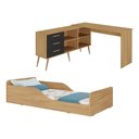 Ver imagem 1 de Kit Cama Infantil Montessoriana com Escrivaninha L 3 Gavetas Aura Multimóveis MP4821 Madeirado/Preto