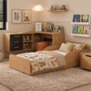 Ver imagem 2 de Kit Cama Infantil Montessoriana com Escrivaninha L 3 Gavetas Aura Multimóveis MP4821 Madeirado/Preto