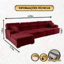 Ver imagem 3 de Sofá Orlando 4.20x2.10m com Chaise, Retrátil e Reclinável - Vinho