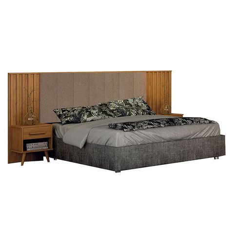 Painel Cabeceira Casal Queen Milano Estofada com Criado Cinamomo Joli Camurça – Leifer Móveis