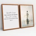 Ver imagem 1 de Kit 2 Quadros Decoração Jesus Nas Águas Grande para Sala Quarto com Moldura 40x60cm