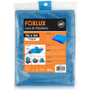 Lona Carreteiro Azul 7x5m 150 Micras 110g/m2 com Ilhoses Metálicos - Foxlux, Tamanho: 7x5