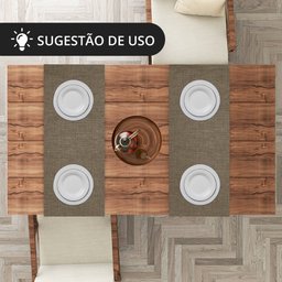 1 Caminho Trilho Mesa Impermeável PVC Nápoli Avelã 42x140 - 7