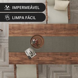 1 Caminho Trilho Mesa Impermeável PVC Nápoli Avelã 42x140 - 3