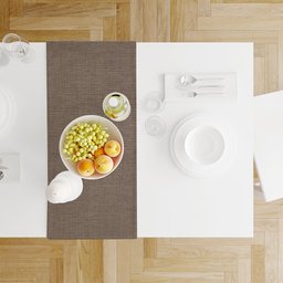 1 Caminho Trilho Mesa Impermeável PVC Nápoli Avelã 42x140 - 6