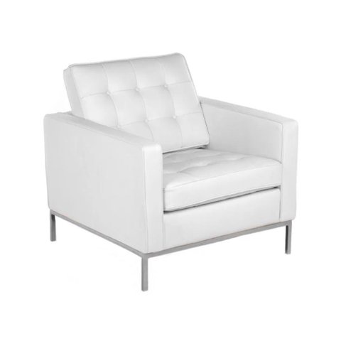 Poltrona Florence Knoll Cromado em Sintético Branco
