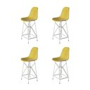 Ver imagem 1 de Kit 4 Banquetas Bistrô Alta Eames Amarela Base Ferro Branco - Cor: Amarelo