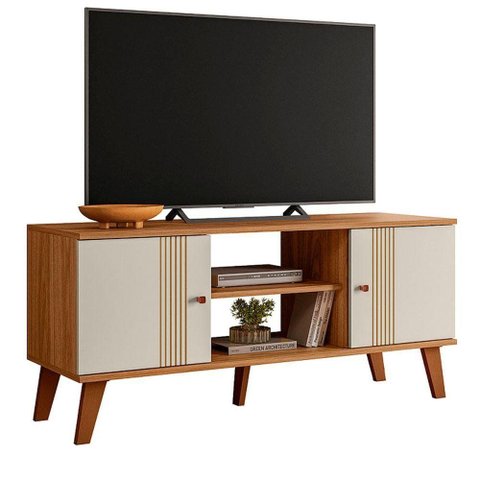 Rack Molly para TV até 50" 115cm MDF-MDP 2 Portas Off White Peternella Móveis