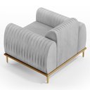 Ver imagem 7 de Kit Sofá 2 Lugares Sala Estar 150cm e Poltrona Molino Pés D'ouro D02 Linho Cinza D-315 - Lyam