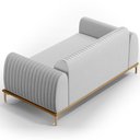 Ver imagem 6 de Kit Sofá 2 Lugares Sala Estar 150cm e Poltrona Molino Pés D'ouro D02 Linho Cinza D-315 - Lyam