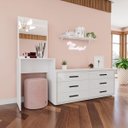 Ver imagem 1 de Cômoda Penteadeira Valência 6 Gavetas Espelho 209x160cm Branco 250802