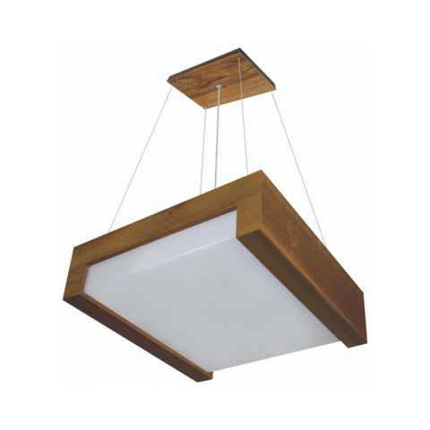 Pendente Led Plafon Madeira MDF e Acrílico Imbuia 40cm - 3030