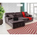 Ver imagem 3 de Sofá Orlando 2.20x2.10m com Chaise, Retrátil e Reclinável - Marrom