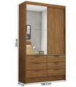Ver imagem 2 de Guarda Roupa Sevilha 2 Portas Plus Cinamomo - Carioca