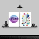 Ver imagem 2 de Kit 2 Quadros Decorativos Pilates Bolas 24x18cm:Madeira branca