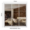 Ver imagem 3 de Guarda-Roupa Casal Madesa Lyon Plus 3 Portas de Correr de Espelho Branco Cor:Branco