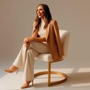 Ver imagem 5 de Cadeira Luna Estrutura em Madeira Estofado em Bouclé Off-White Sallar Home