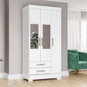 Ver imagem 1 de Guarda-roupa Solteiro 3 Portas 2 Gavetas com Espelho Branco/branco/rosa Be16 - Briz