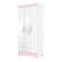 Ver imagem 6 de Guarda-roupa Solteiro 3 Portas 2 Gavetas com Espelho Branco/branco/rosa Be16 - Briz