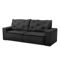 Sofá Retrátil e Reclinável 3 lugares com Molas 1,80m Ana Suede Preto Adonai Estofados - 5
